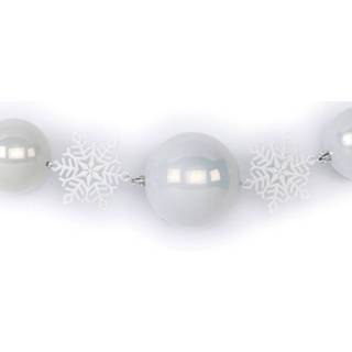 👉 Slinger witte kunststof wit 1x Stuks Kerst Decoratie Met Ballen En Sneeuwvlokken 116 Cm - Kerstballen Raamslinger Schouw Versiering 8720147824902