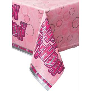 👉 Tafelkleed roze kunststof Unique Happy Birthday 11179284337
