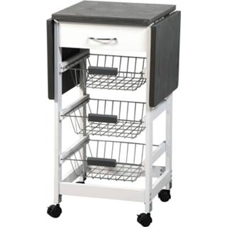 👉 Keukentrolley metaal wit 4goodz Op Wielen Met Uitbreidbare Bladen - 45x37x75.5 Cm 6013944658620