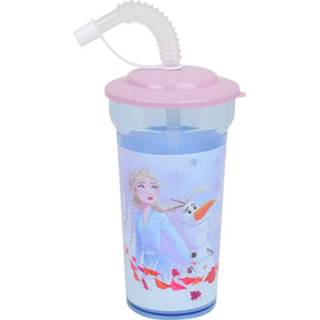 👉 Drinkbeker roze blauw kunststof meisjes Disney Met Rietje Frozen 400 Ml Roze/blauw 3524550057736