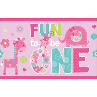 👉 Tafelkleed kunststof multikleur meisjes Amscan 1 Jaar 135 X 260 Cm 13051514488