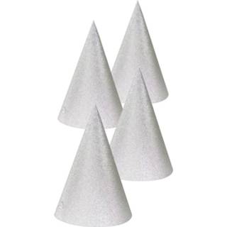 👉 Feesthoed karton zilver Folat Feesthoedjes Glitter 16 Cm 4 Stuks 8714572657839