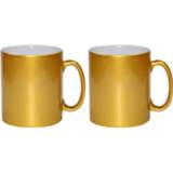 👉 Mok gouden keramiek goudkleurig 2x Koffie/ Thee Mokken 330 Ml - Geschikt Voor Sublimatie Drukken Onbedrukte Cadeau Koffiemok/ Theemok 8720276232005
