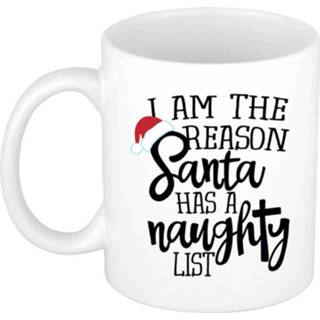 👉 Kerstmok keramiek wit I Am The Reason Santa Has A Naughty List - 300 Ml Koffiemok / Theebeker Kerstmis Kerstcadeau 8720276736039