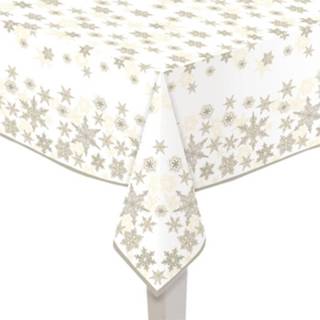 👉 Papieren tafelkleed wit gouden papier multikleur Tafelkleden Met Sterren Print 120 X 180 Cm - Kerst Wegwerp/weggooi 8720276139359