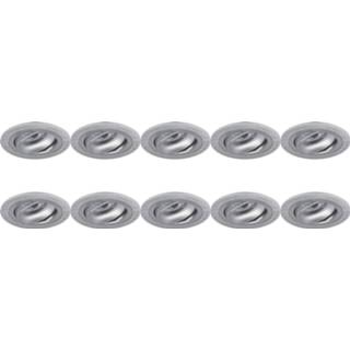 👉 Armatuur zilver aluminium Spot 10 Pack - Pragmi Alpin Pro Gu10 Fitting Inbouw Rond Mat Kantelbaar Ø92mm 6013900487479