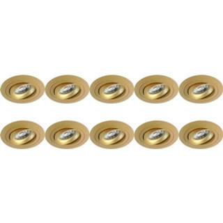 👉 Armatuur goud aluminium Spot 10 Pack - Pragmi Alpin Pro Gu10 Fitting Inbouw Rond Mat Kantelbaar Ø92mm 6013919391361