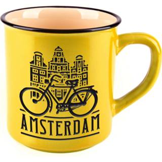 👉 Bike geel zwart keramiek Matix Mok Amsterdam 300 Ml Geel/zwart 8717683045953