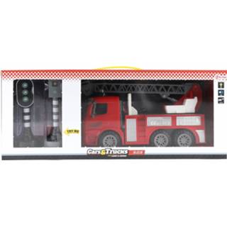 👉 Brandweerwagen rood kunststof Toi-toys Met Verkeerslichten 49 Cm 8719904235471