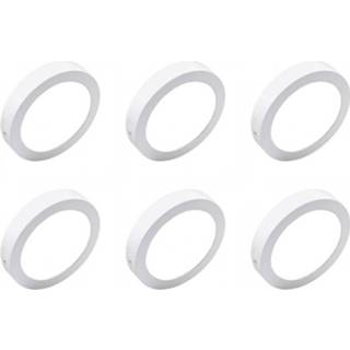 👉 Wit aluminium Led Downlight 6 Pack - Opbouw 12w Helder/koud 6000k Rond Mat Ø170mm 6013922136195