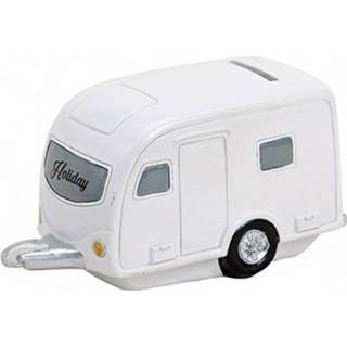 👉 Spaarpot hout wit Caravan Vakantie 15 Cm - Vakantiegeld Spaarpotten 4007698025601