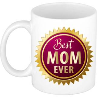 👉 Rozet wit keramiek multikleur Best Mom Ever Mok Met - 300 Ml Cadeau / Beker Moederdag Verjaardag 8720276885676