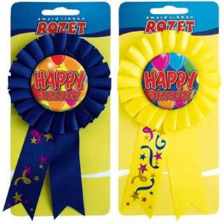 Rozet kunststof multikleur Happy Birthday 8714572046305