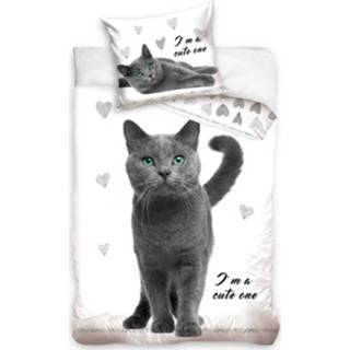 👉 Dekbedovertrek grijs katoen Cute One - 1-persoons 140x200 Cm 5902689458392
