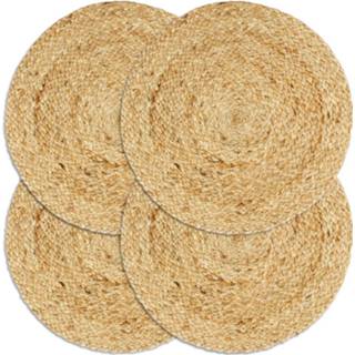 👉 Placemat jute bruin Vidaxl Placemats 4 St Rond 38 Cm Natuurlijk 8718475734734