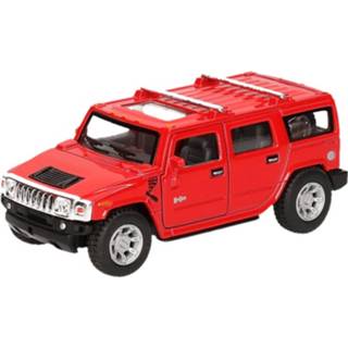 👉 Modelauto rood metaal Hummer H2 Suv 12,5 Cm - Speelgoed Auto Schaalmodel 8720147292268