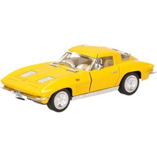 👉 Modelauto geel metaal Chevrolet Corvette 1963 13 Cm - Speelgoed Auto Schaalmodel 8720147289619