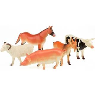 Plastic kunststof kinderen 5x Boerderijdieren Figuren - Boerderij Speelset Speelgoed Voor 8719904349222