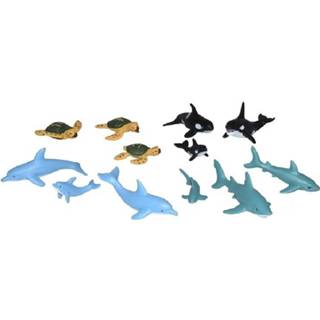 👉 Zeedier plastic kunststof kinderen Zeedieren/oceaan Familiedieren Speelgoed 12-delig - Kleine Speelfiguren Voor 8720147611908