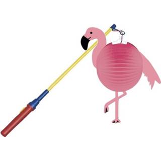 👉 Lampion papier roze kinderen Flamingo Bol 25 Cm Met Lampionstokje - Sint Maarten Kinderfeestje/kinderpartijtje Lampionnen 8720147279115