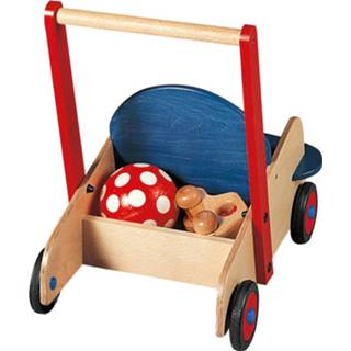 👉 Loopwagen blauw rood houten hout Haba 50 Cm Blauw/rood 4010168016467