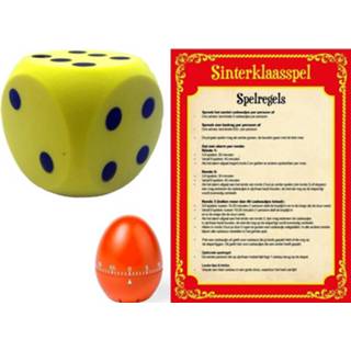 👉 Dobbelsteen gele Sinterklaas Spel Met En Timer/wekker/alarm - Pakjesavond Sinterklaasspel Dobbelstenen Set 8720147550634