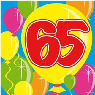 👉 Servet papier papieren multikleur 40x 65 Jaar Leeftijd Themafeest Servetten Balloons 25 X Cm - 65e Verjaardag Wegwerp Tafeldecoraties 8720147411430