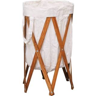 👉 Wasmand hout stof textiel crème Vidaxl Inklapbaar En 8719883669953