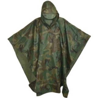Synthetisch groen Camouflage / Leger Print Regenponco Met Capuchon Voor Volwassenen - Herbruikbaar 8719274345688
