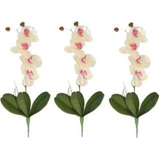 👉 Kunstplant roze wit kunststof 3x Roze/wit Orchidee/phalaenopsis 44 Cm Voor Binnen - Kunstplanten/nepplanten/binnenplanten 8720147433500