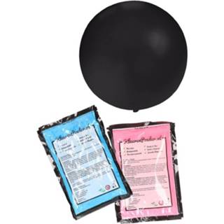 👉 Roze blauwe zwart Gender Reveal Ballon Inclusief En Holi Poeder - 60 Cm Geslachtsonthulling Versiering 8720147501810