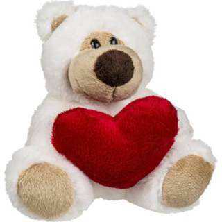 👉 Knuffelbeer rood pluche wit Valentijn Knuffelbeertje Hartje 15 Cm - Valentijnsdag Decoratie/cadeau 8720147648898