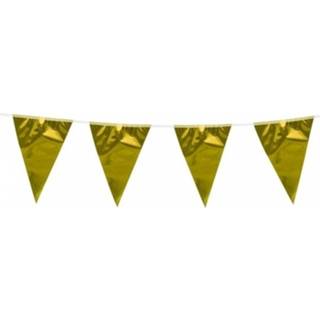 👉 Vlaggenlijn goud kunststof goudkleurig 3x Stuks Vlaggenlijn/vlaggetjes Metallic 10 Meter 8719538531086