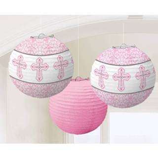 👉 Lampion papier roze meisjes Amscan Lampionnen Eerste Communie 24 Cm 3 Stuks 13051546748