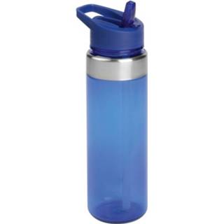 👉 Drinkfles blauwe One Size blauw drinkfles/waterfles met openklapbare drinktuit / uitneembaar rietje 650 ml - Sportfles 8720147711882