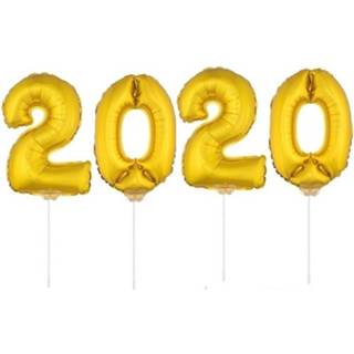 👉 Folieballon goud goudkleurig 2020 Folie Ballonnen Op Een Stokje - Oud En Nieuw Versiering / Nieuwjaar 8720147585766
