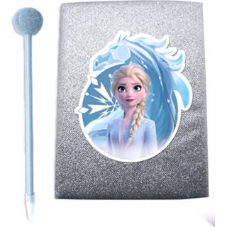 👉 Notitieboek blauw pluche zilver kinderen Kids Licensing Frozen 2 Zilver/blauw 2-delig 8435507831598
