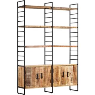 👉 Boekenkast hout bruin mannen Vidaxl Met 4 Schappen 124x30x180 Cm Ruw Mangohout 8719883711836