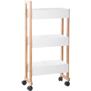 👉 Keukentrolley wit bamboe 4goodz / Badkamerwagen Serveerwagen - 38x20x80 Cm 6013935189133