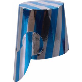 👉 Feesthoed blauw papier zilver Amscan Pot Mini Junior 10 Cm Blauw/zilver 8719817715954