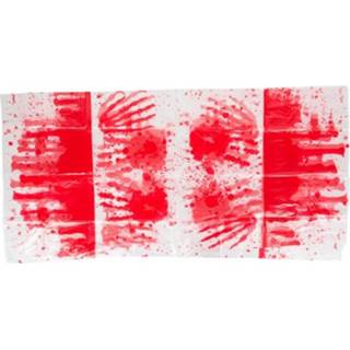 👉 Tafelkleed wit rood katoen Arti Casa Bloedhanden 137 X 274 Cm Wit/rood 8711252146317
