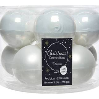 👉 Kerstbal witte wit glans glas 10x Winter Glazen Kerstballen 6 Cm - En Mat Glans/glanzende Kerstboomversiering 8720147779394