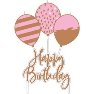 👉 Verjaardag kaarsje roze goud Amscan Verjaardagskaars Happy Birthday 11,3 X 6,2 Cm Roze/goud 194099001120
