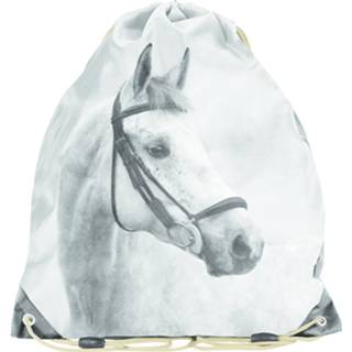 👉 Wit polyester Animal Pictures Gymbag Golden Horse - 38 X 34 Cm 5903162089935