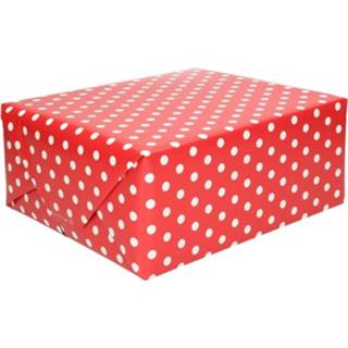 Inpakpapier rood 2x Inpakpapier/cadeaupapier Met Stip 200 X 70 Cm Op Rollen - Kadopapier/geschenkpapier 8720147325386