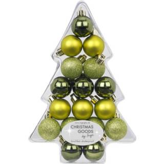 👉 Kerstbal groene groen kunststof 17x Kerstballen Pakket 3 Cm - Kerstboomversiering 8720147870725