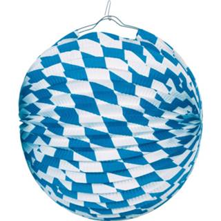 👉 Lampion blauw wit papier staal Amscan Bavaria 25 Cm Papier/staal Blauw/wit 4009775210313