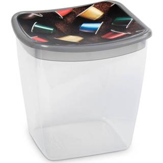 Bewaarbak transparant grijs plastic kunststof Koffiecups Bewaarbakje Transparant/grijs - 1,1 Liter 13 X 11 Cm Bewaarbakjes/voorraadbakjes 8720276018340