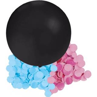 👉 Roze blauwe zwart Gender Reveal Ballon Inclusief En Confetti - 60 Cm Geslachtsonthulling Versiering 8720147501773