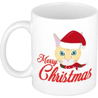 👉 Kerstcadeau Merry Christmas kerstmok met ginger kat 300 ml